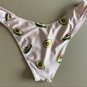 Forever 21 Swim Hunter Green Pink High Cut Avocado Bikini